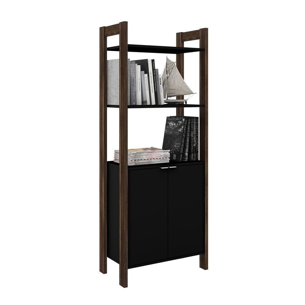 Estante Escritório Com 2 Portas Cr25004 Preta/Nogal - 4