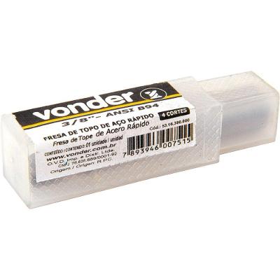 Fresa Topo Aço Rápido 3-8 4 Cortes Reto 9,5mm Din 844 Vonder