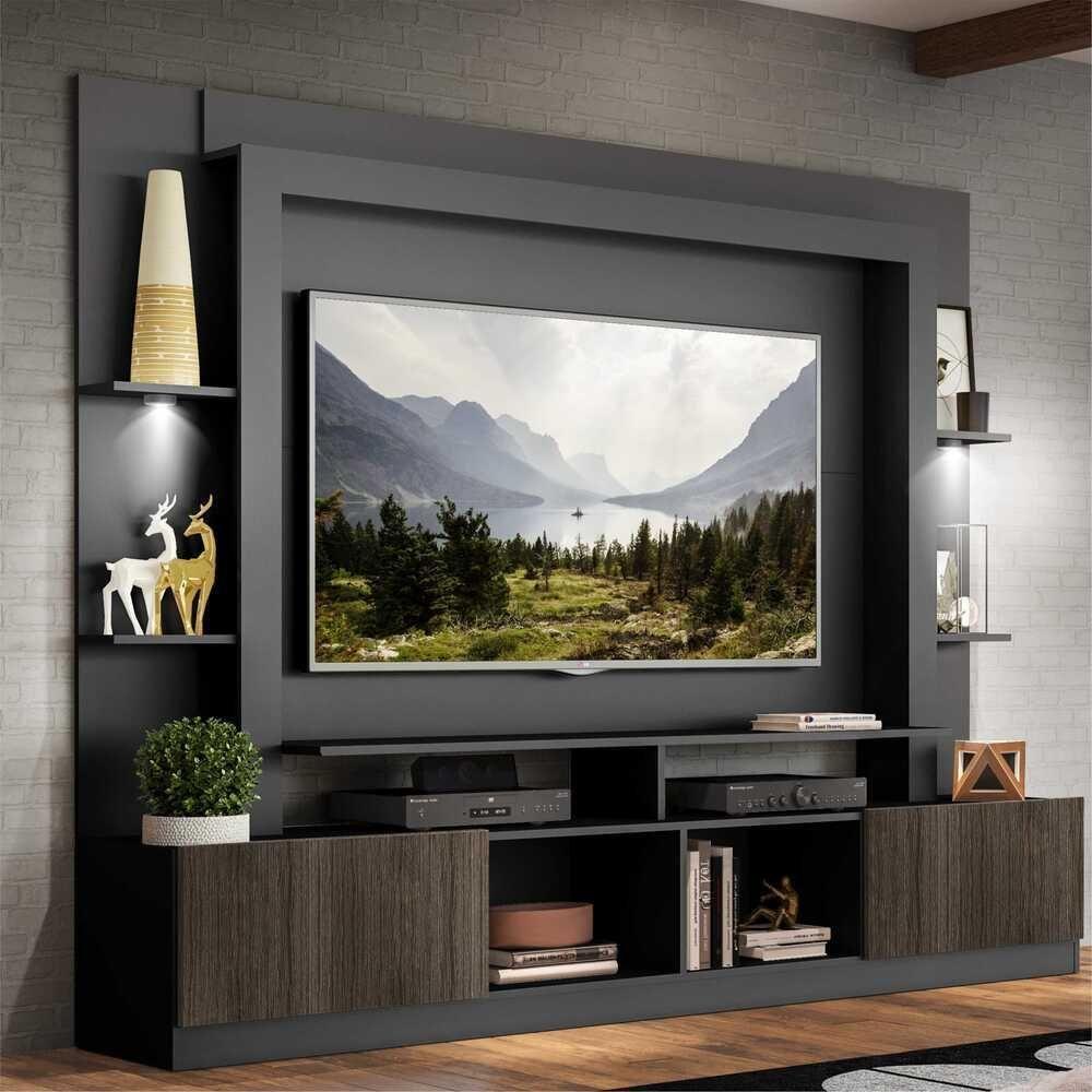 Estante Tv 65" Com Leds Berlim Multimóveis V3392 Preta/Tenerife Preto/Tenerife - 7