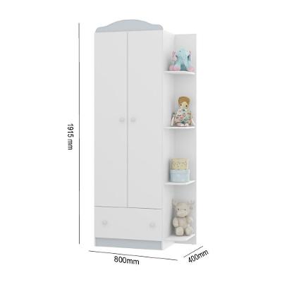 Guarda Roupa Infantil João e Maria 2 Portas 1 Gaveta Branco-Colorido MDP