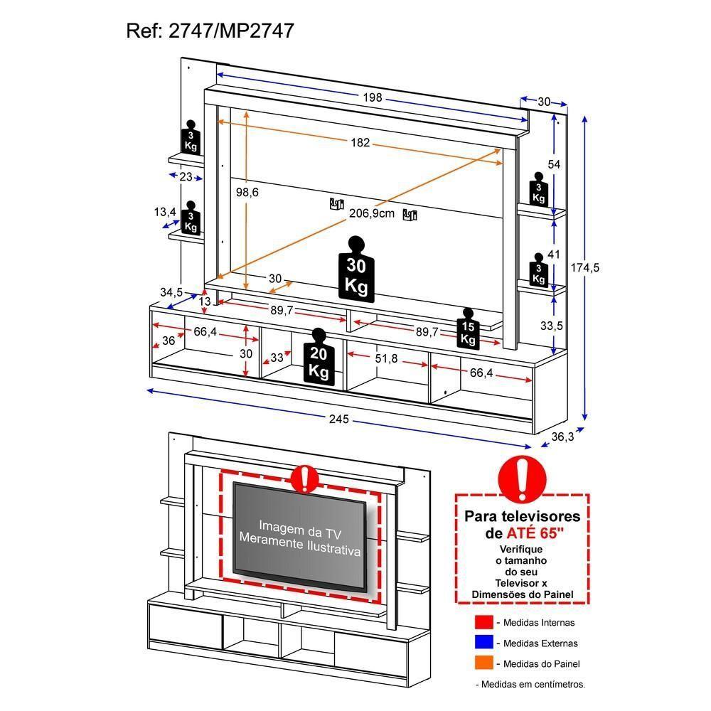 Home Theater TV até 65" com Suporte Universal Multimóveis - 5