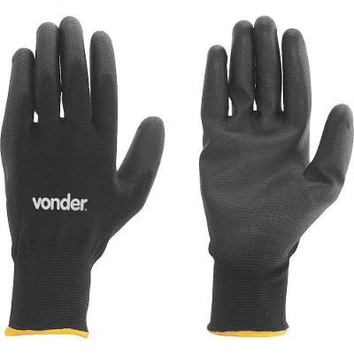 Luva Poliéster Helanca G Preto Palma Pu Ca30909 Vonder