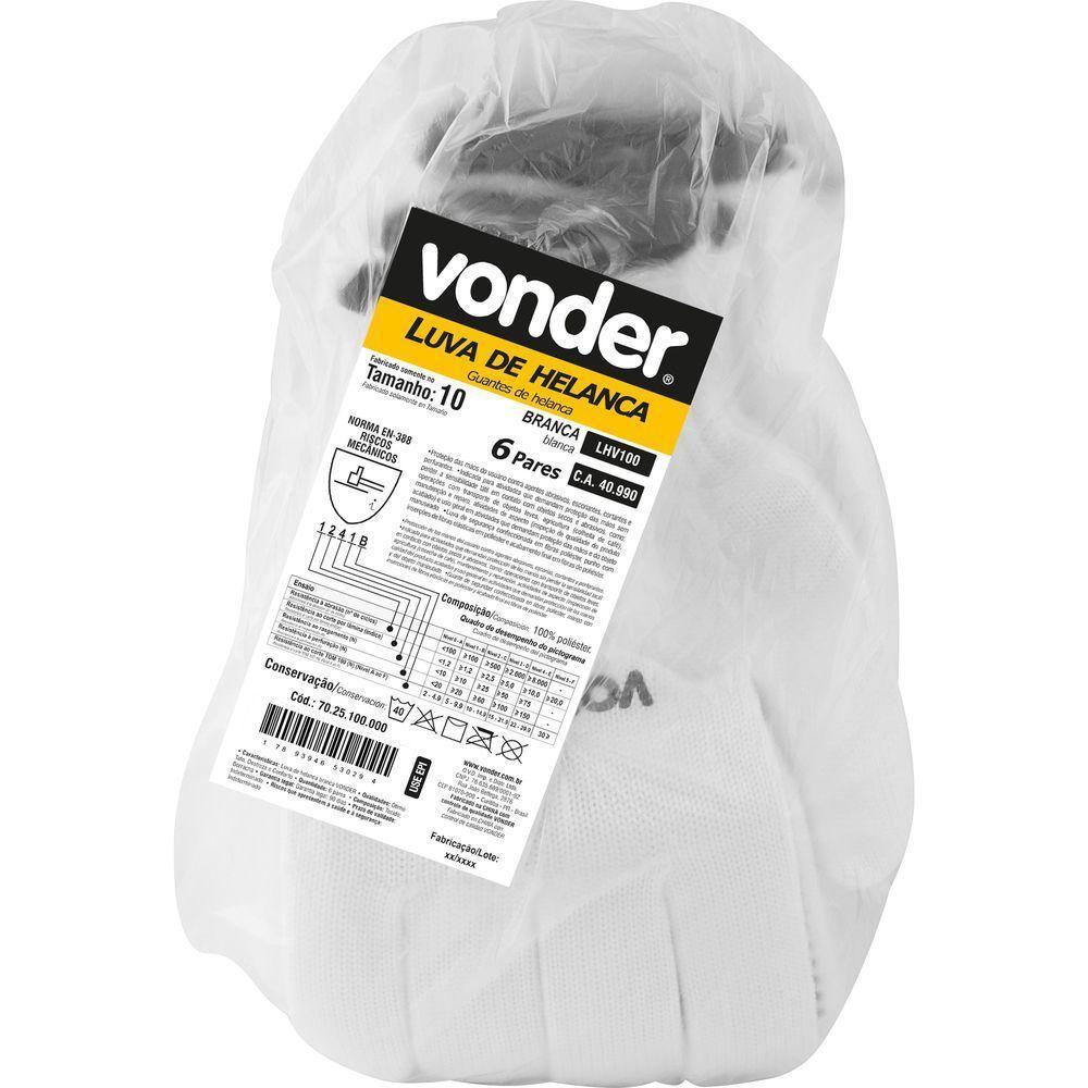 Luva De Helanca Branca Com 06 Pares Vonder - 2