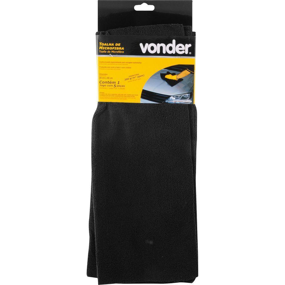 Toalha Microfibra 30x40 Cm 200 G-m² Preta 5 Pçs Vonder - 1