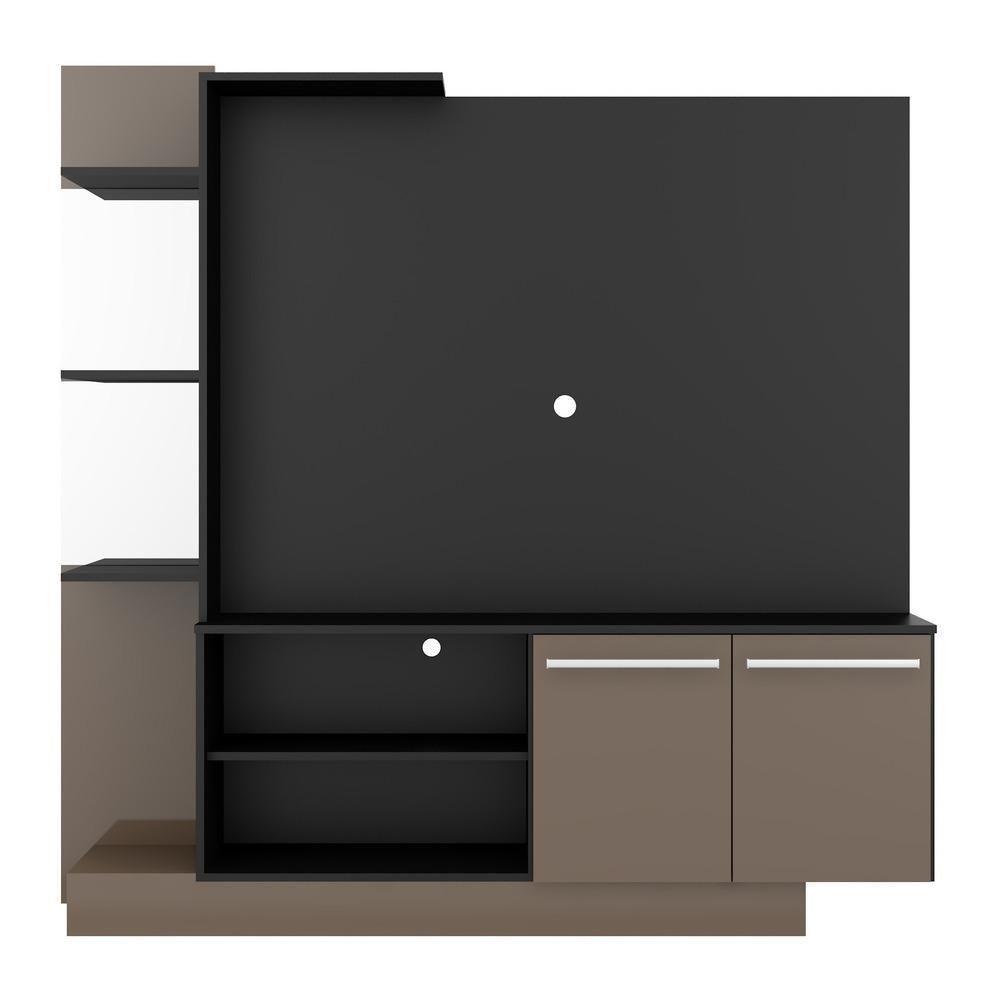 Estante Tv 55" Com Espelho Denver Multimóveis V3148 Preta/Lacca Fumê Preto/Lacca Fumê - 3