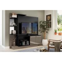 Estante Tv 55" Com Espelho Denver Multimóveis V3148 Preta/Lacca Fumê Preto/Lacca Fumê