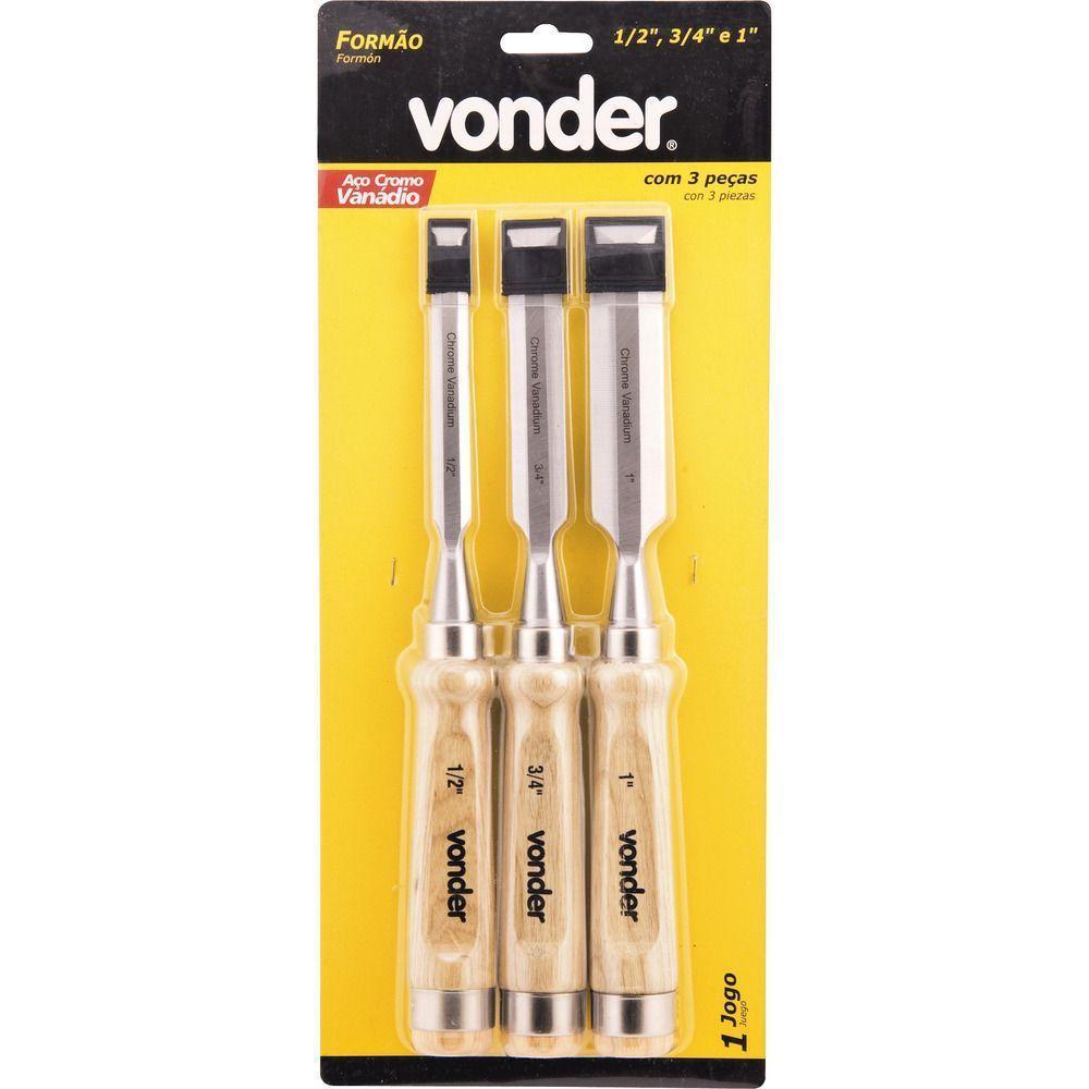 Jogo Formão 3 Peças Cabo Madeira Vonder - 2