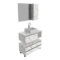 Gabinete De Banheiro Com Cuba E Espelheira 80cm Multimóveis Cr10094 Mármore Branco Mármore Branco - 3
