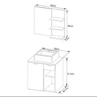 Gabinete De Banheiro Com Cuba E Espelheira 60cm Multimóveis Cr10095 Amêndoa/branco Mármore Branco - 2