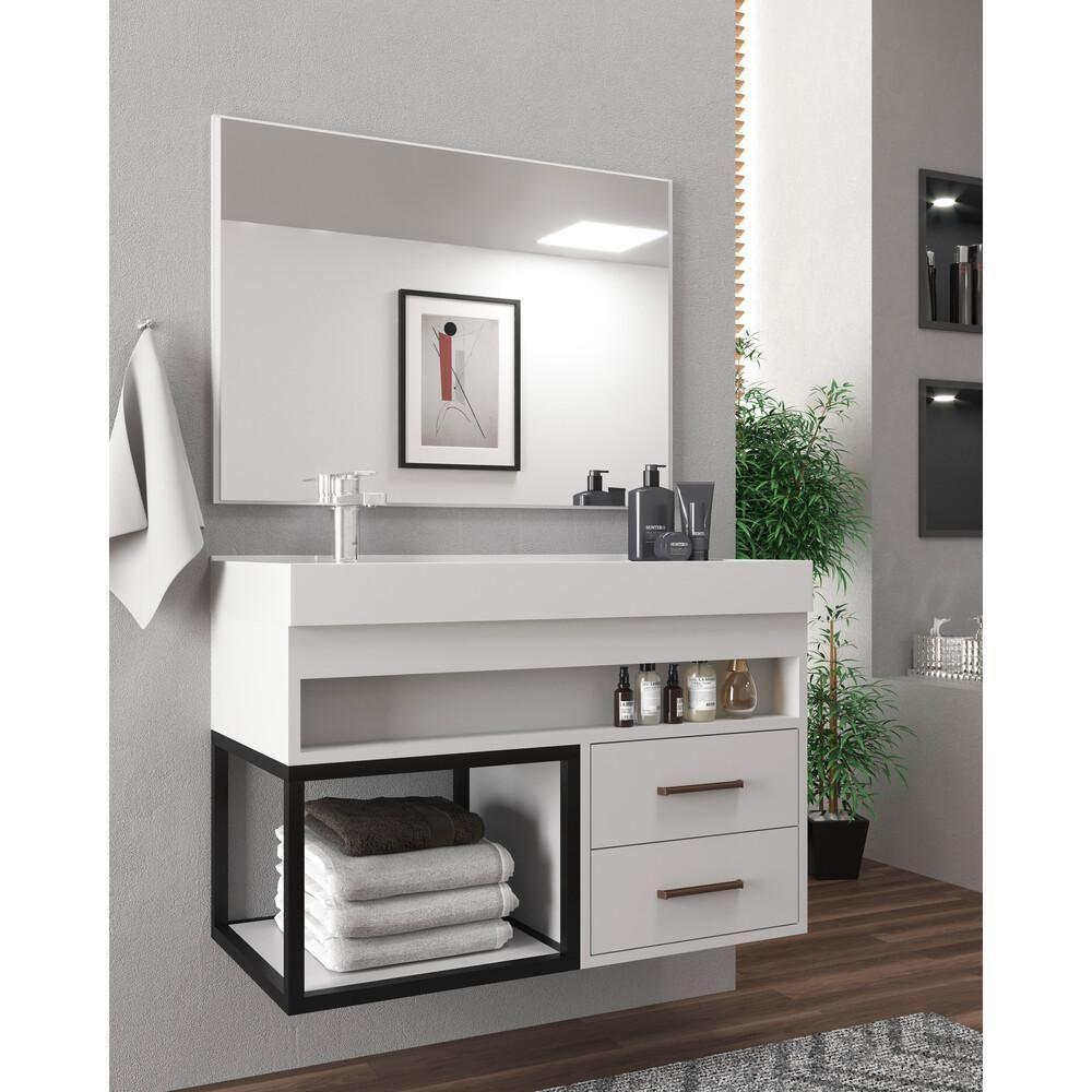 Gabinete Banheiro Com Cuba E Espelheira 80cm Multimóveis Cr10071 Branco - 1