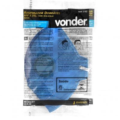 Respirador Dobrável Com Válvula Pff1 Azul Vonder Plus