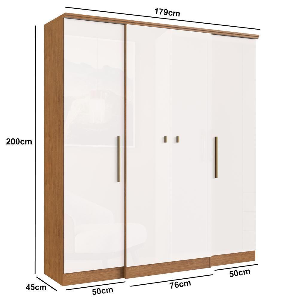 Guarda-roupa 4 Portas 2 Gavetas Multimóveis Cr35073 Nogueira/off White Nogueira/off White - 2