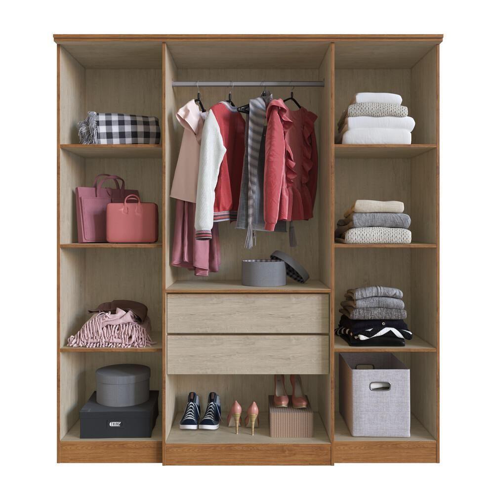 Guarda-roupa 4 Portas 2 Gavetas Multimóveis Cr35073 Nogueira/off White Nogueira/off White - 4