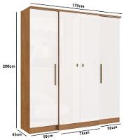 Guarda-roupa 4 Portas 2 Gavetas Multimóveis Cr35073 Nogueira/off White Nogueira/off White - 2