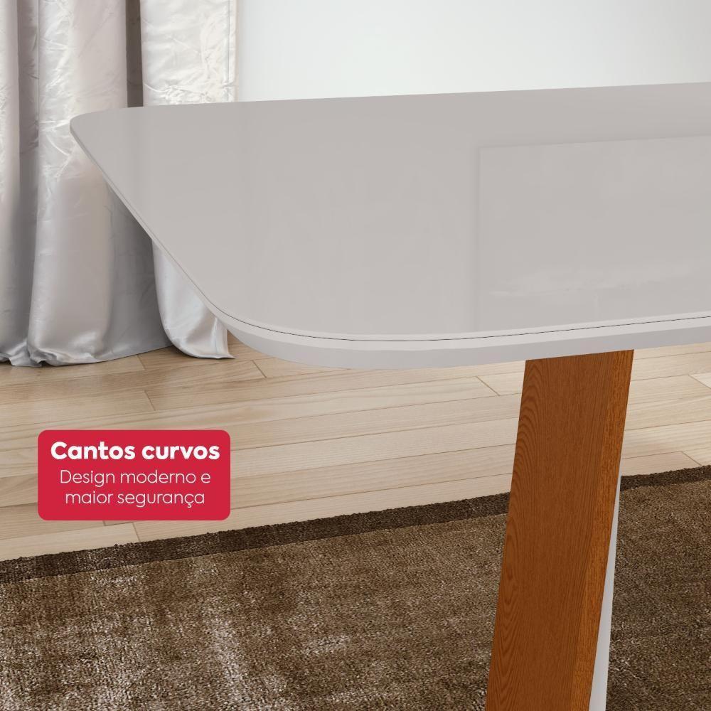 Mesa De Jantar Retangular 6 Lugares 170 Tampo Mdf/vidro Easy Pop Frassino/off White - 5