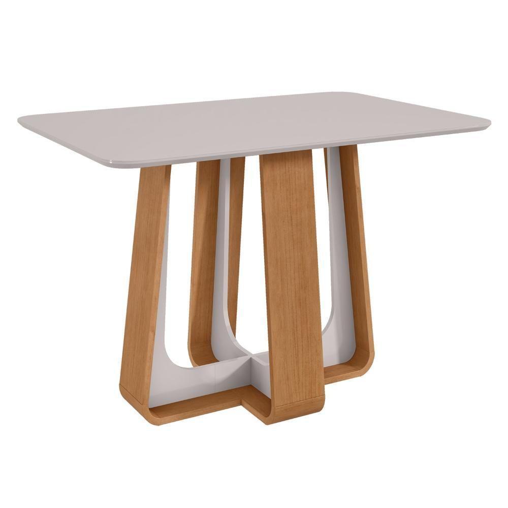 Mesa De Jantar Retangular 4 Lugares 120 Tampo Mdf/vidro Easy Pop Amendoa/off White - 2