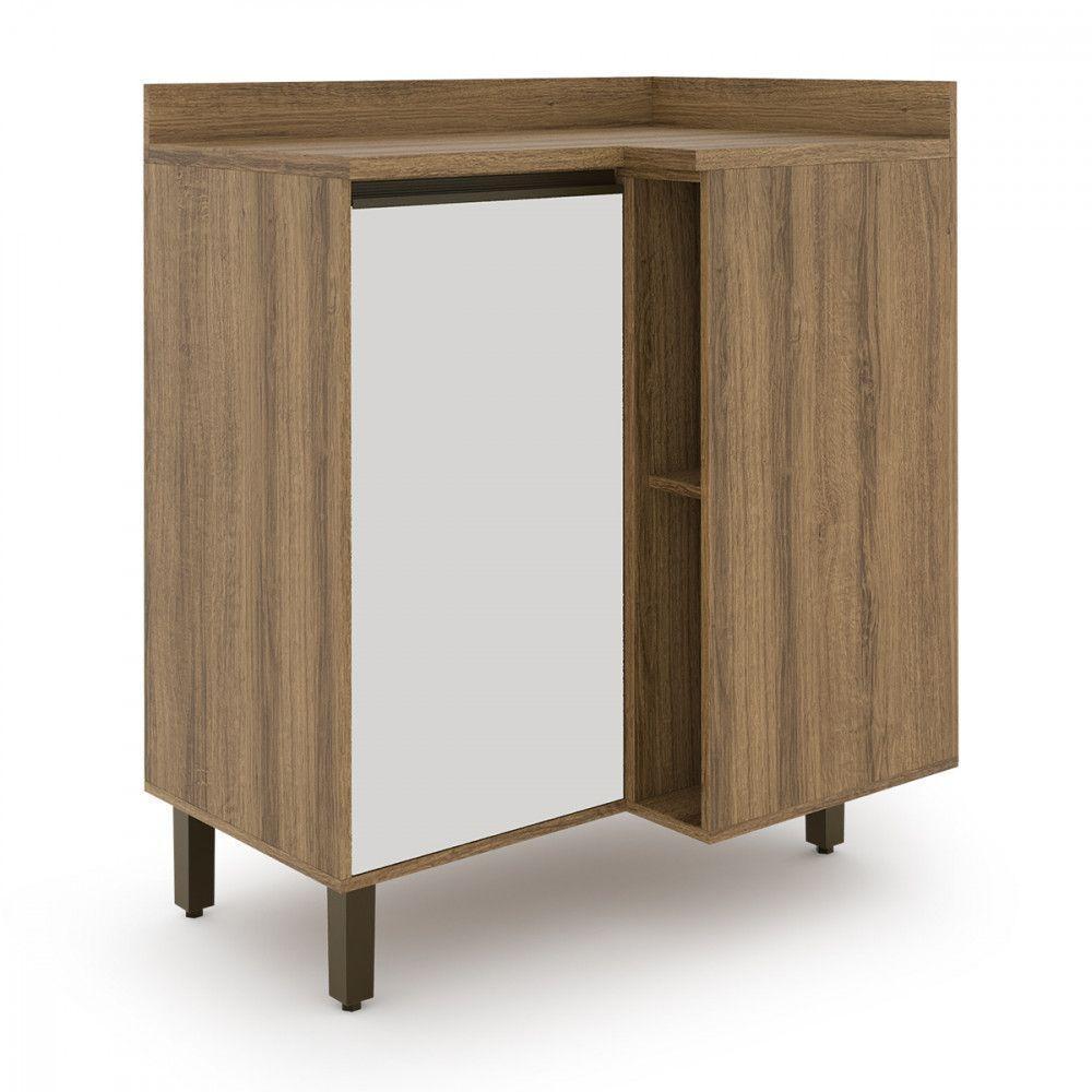 Balcão De Canto Confort Com Nicho Cinamomo Off White Batrol Cinamomo Com Off White - 1