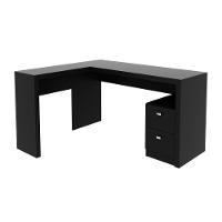 Escrivaninha/Mesa Escritório De Canto Com 2 Gavetas Multimóveis Vcr25032 Preto Preto - 2
