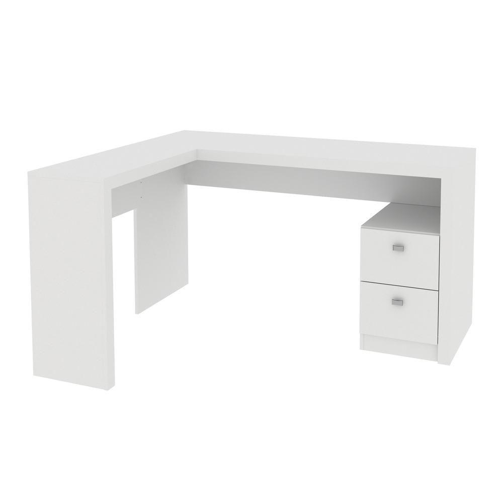 Escrivaninha/Mesa Escritório De Canto Com 2 Gavetas Multimóveis Vcr25032 Branco Branco - 2