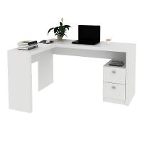 Escrivaninha/Mesa Escritório De Canto Com 2 Gavetas Multimóveis Vcr25032 Branco Branco - 1