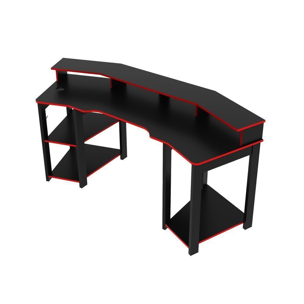 Mesa Gamer Multimóveis Cr25062 Preta/Vermelha - 2