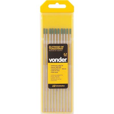 Eletrodo Tungstênio 3,2mm Verde Puro Ewp Com 10 Peças Vonder