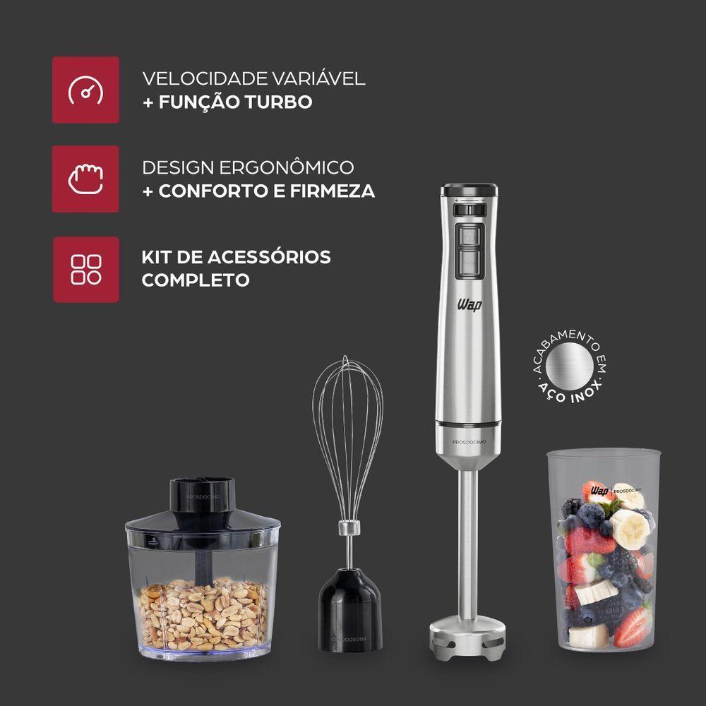 Mixer Elétrico 3 Em 1 Processador Portátil Inox Wm1 110V - 8