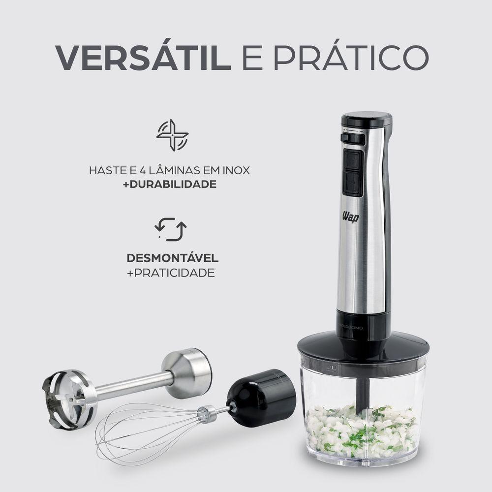 Mixer Elétrico 3 Em 1 Processador Portátil Inox Wm1 110V - 10