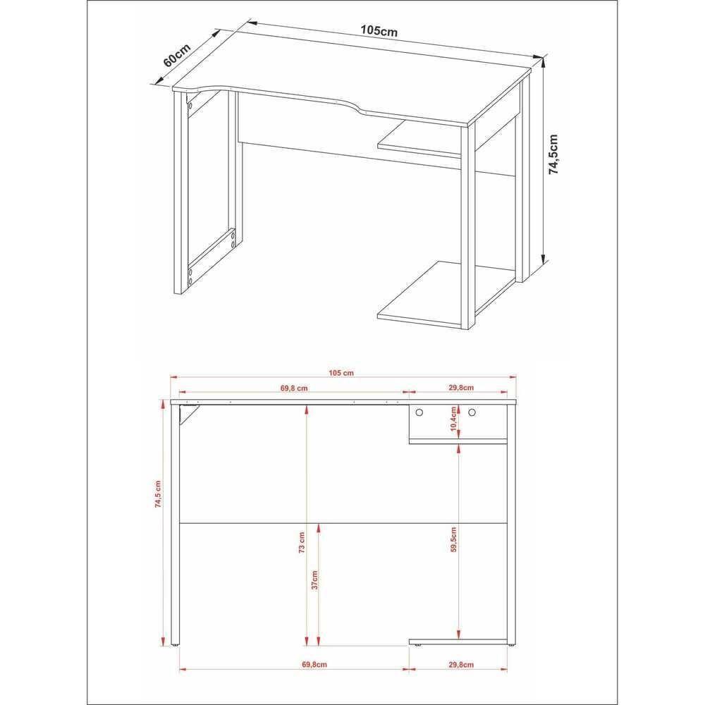 Mesa Gamer Multimóveis Cr25057 Preta/Azul - 5