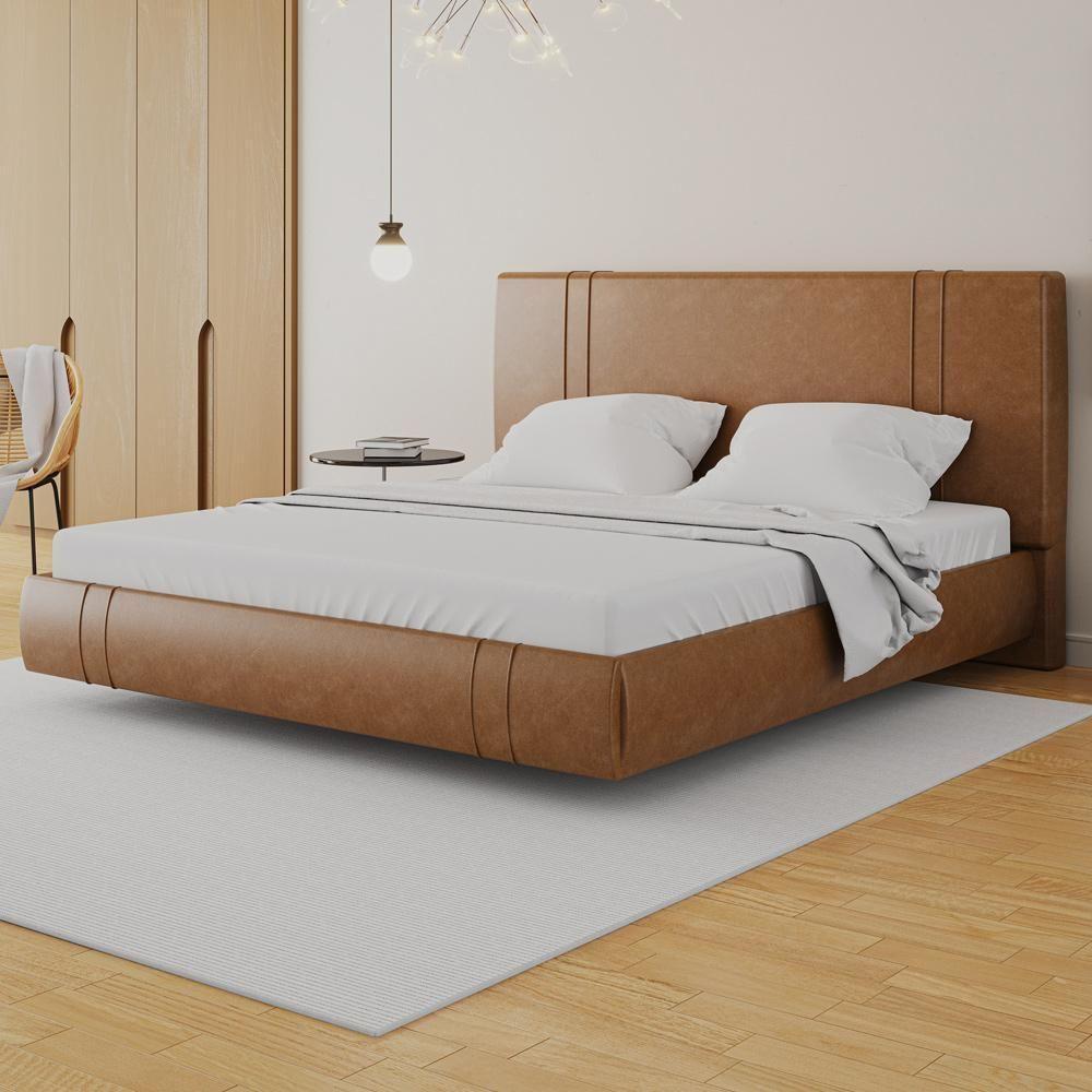 Cama King Flutuante Com Cabeceira 195cm Astra S04 Couríssimo Caramelo - Lyam Decor - 2