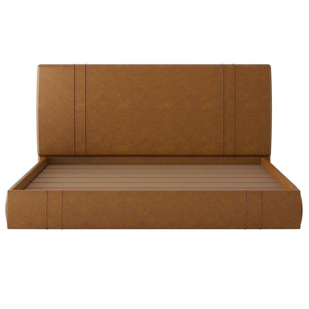 Cama King Flutuante Com Cabeceira 195cm Astra S04 Couríssimo Caramelo - Lyam Decor - 3