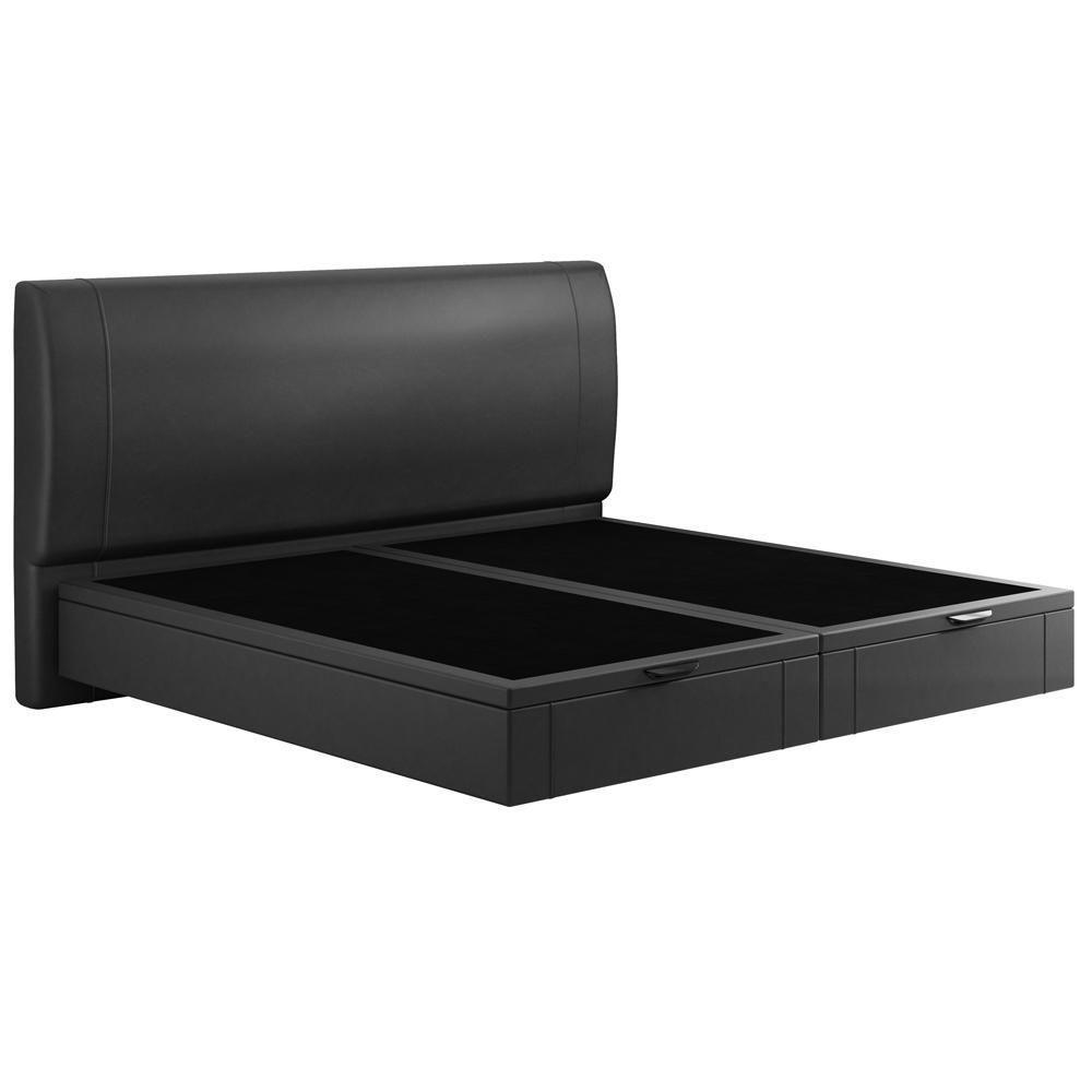 Cama King Baú Flutuante Com Cabeceira 195cm Spazio S04 Couríssimo Preto - Lyam Decor - 1