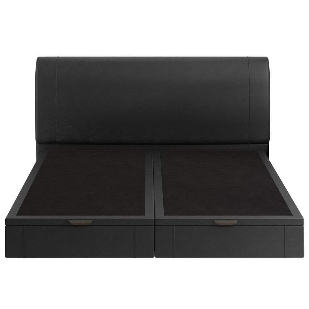 Cama King Baú Flutuante Com Cabeceira 195cm Spazio S04 Couríssimo Preto - Lyam Decor - 3