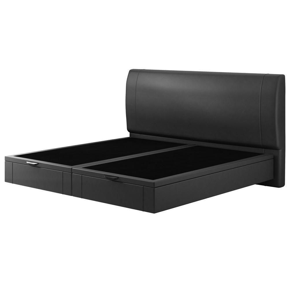 Cama King Baú Flutuante Com Cabeceira 195cm Spazio S04 Couríssimo Preto - Lyam Decor - 6