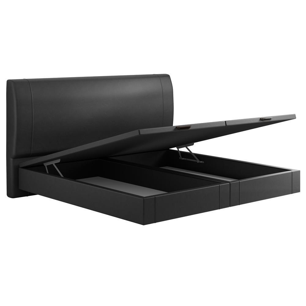 Cama King Baú Flutuante Com Cabeceira 195cm Spazio S04 Couríssimo Preto - Lyam Decor - 7