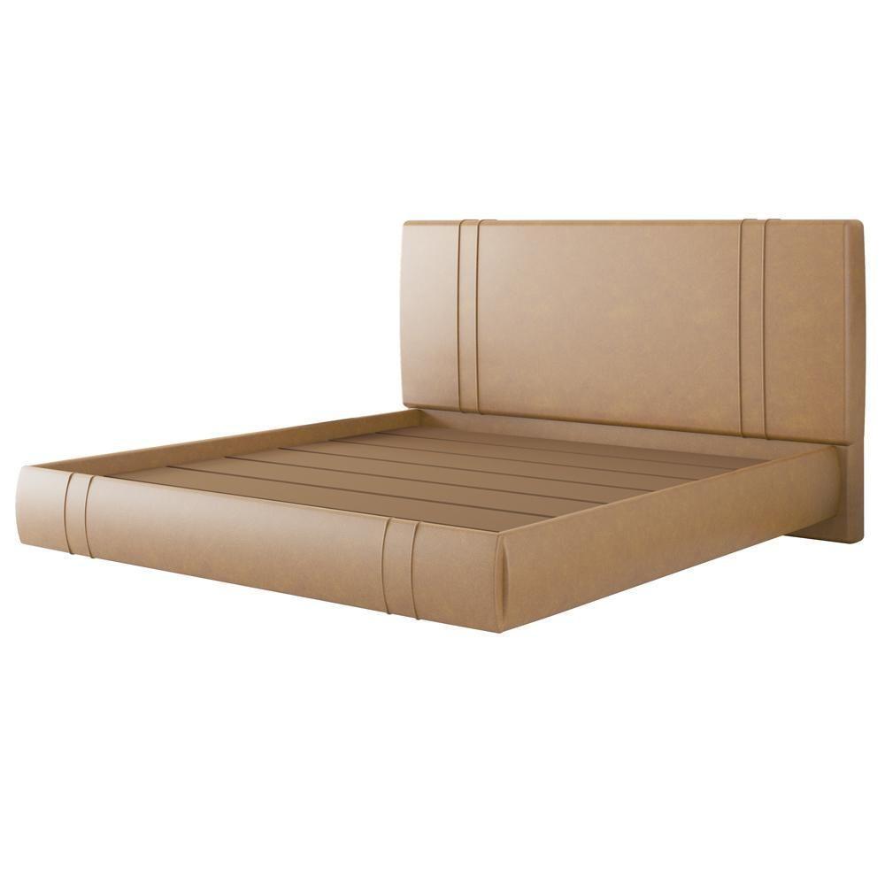 Cama King Flutuante Com Cabeceira 195cm Astra S04 Couríssimo Bege - Lyam Decor - 7
