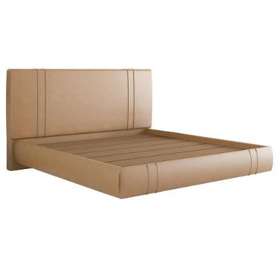 Cama King Flutuante Com Cabeceira 195cm Astra S04 Couríssimo Bege - Lyam Decor