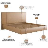 Cama King Flutuante Com Cabeceira 195cm Astra S04 Couríssimo Bege - Lyam Decor