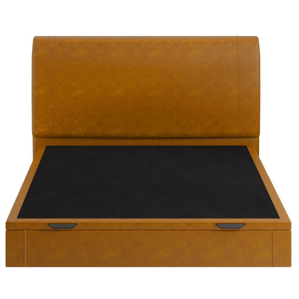 Cama Queen Baú Flutuante Com Cabeceira 160cm Spazio S04 Couríssimo Caramelo - Lyam Decor - 3