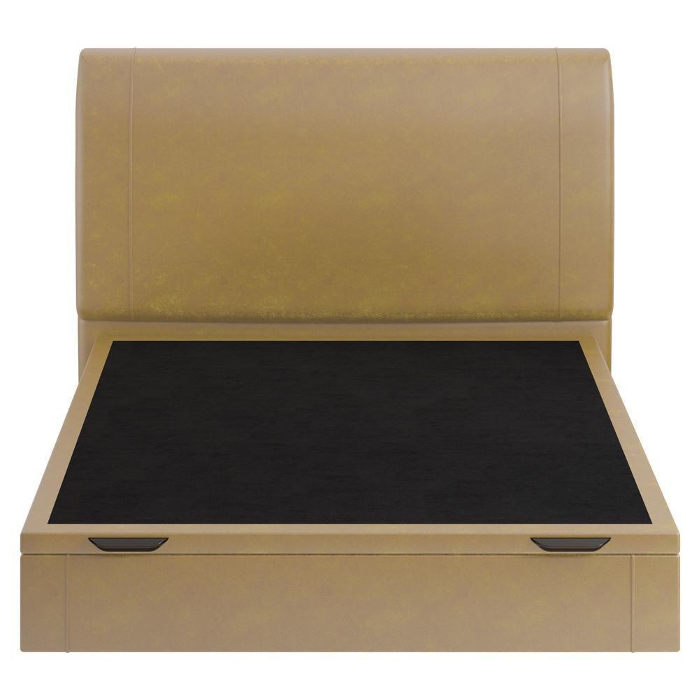 Cama Casal Baú Flutuante Com Cabeceira 140cm Spazio S04 Couríssimo Bege - Lyam Decor - 3