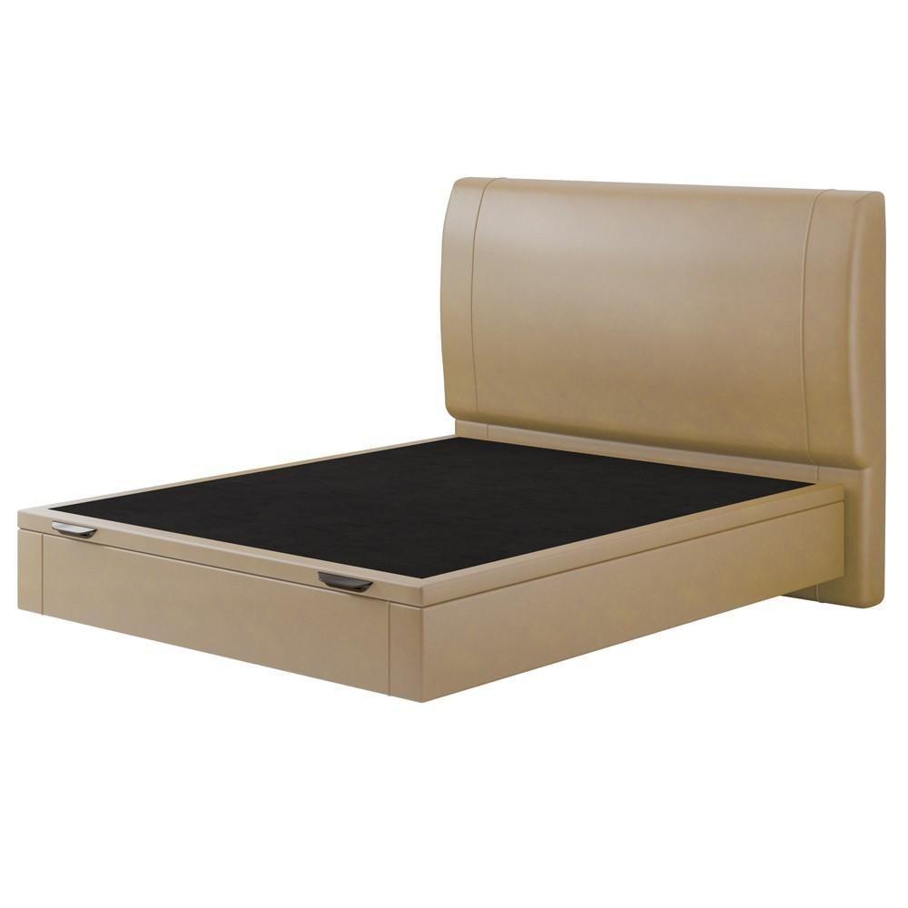 Cama Casal Baú Flutuante Com Cabeceira 140cm Spazio S04 Couríssimo Bege - Lyam Decor - 6