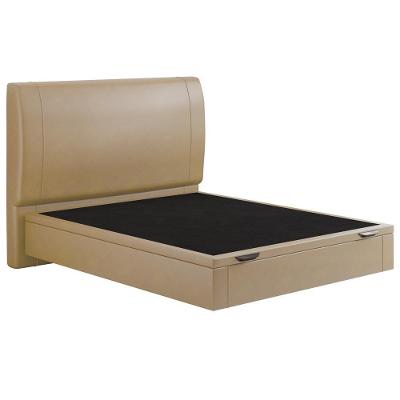 Cama Casal Baú Flutuante Com Cabeceira 140cm Spazio S04 Couríssimo Bege - Lyam Decor