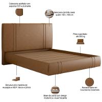 Cama Queen Flutuante Com Cabeceira 160cm Astra S04 Couríssimo Caramelo - Lyam Decor