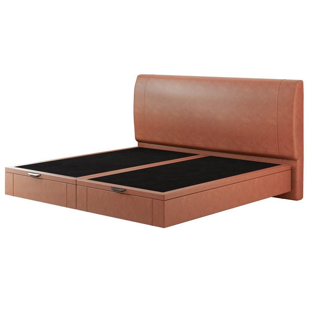 Cama King Baú Flutuante Com Cabeceira 195cm Spazio S04 Couríssimo Telha - Lyam Decor - 6