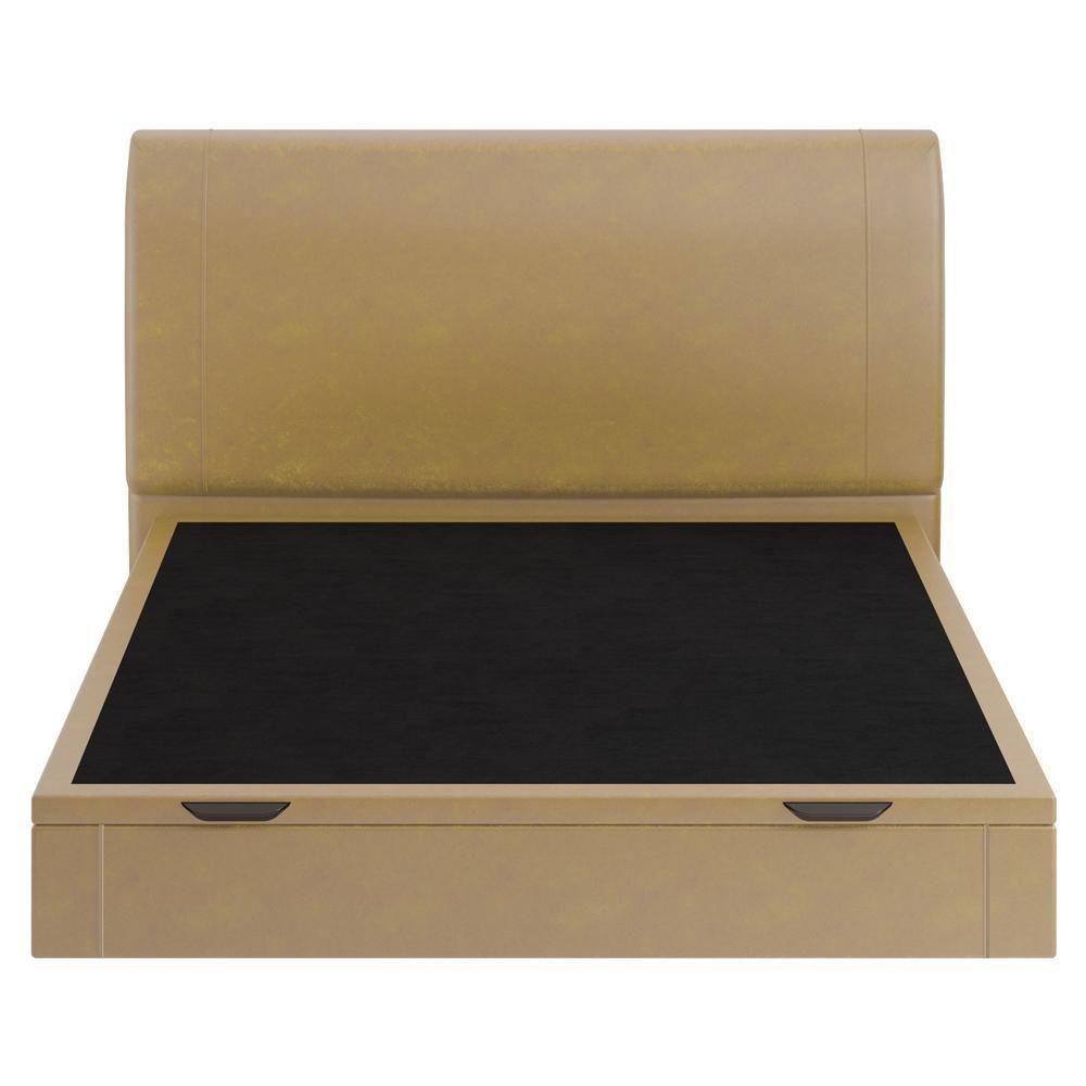 Cama Queen Baú Flutuante Com Cabeceira 160cm Spazio S04 Couríssimo Bege - Lyam Decor - 3