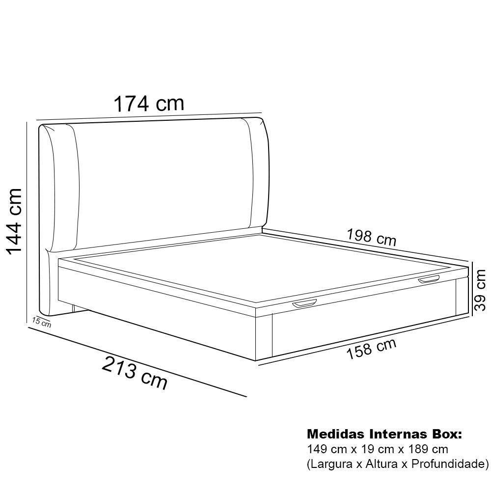 Cama Queen Baú Flutuante Com Cabeceira 160cm Spazio S04 Couríssimo Bege - Lyam Decor - 5