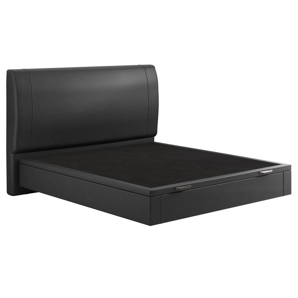 Cama Queen Baú Flutuante Com Cabeceira 160cm Spazio S04 Couríssimo Preto - Lyam Decor - 1