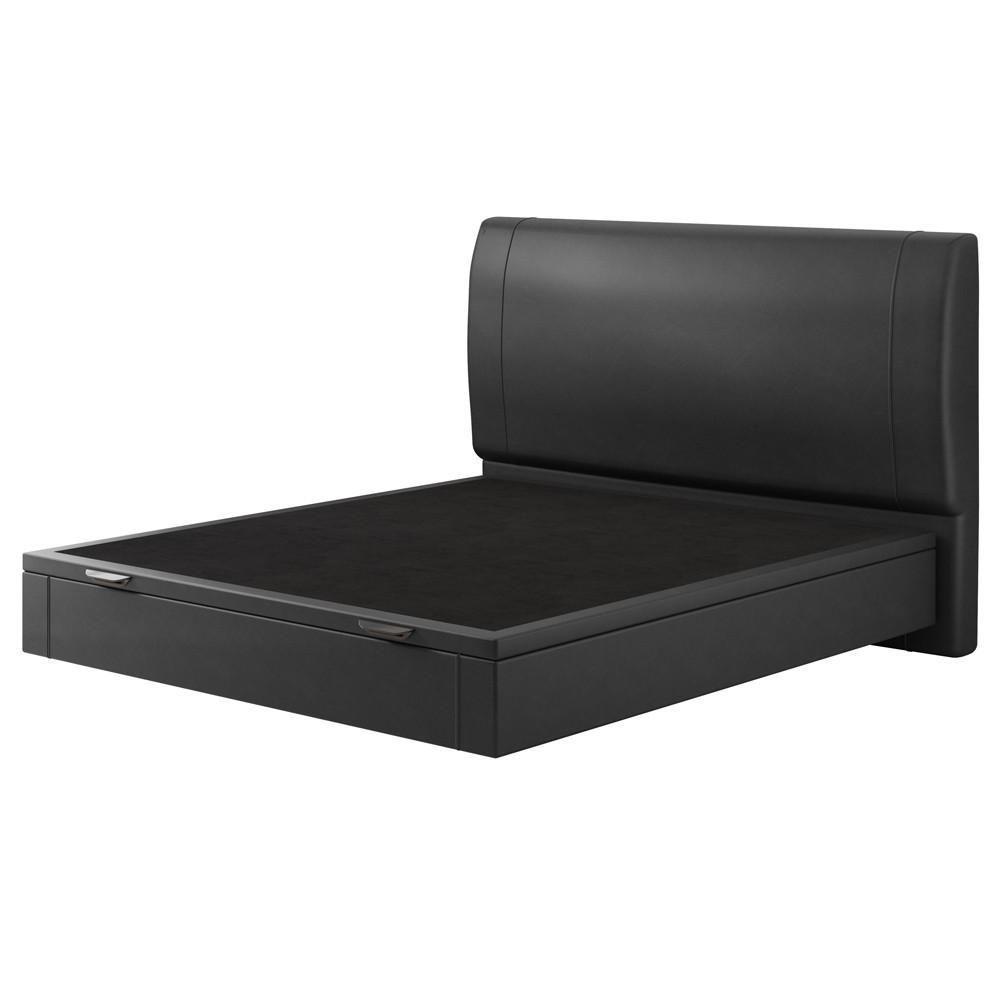 Cama Queen Baú Flutuante Com Cabeceira 160cm Spazio S04 Couríssimo Preto - Lyam Decor - 6