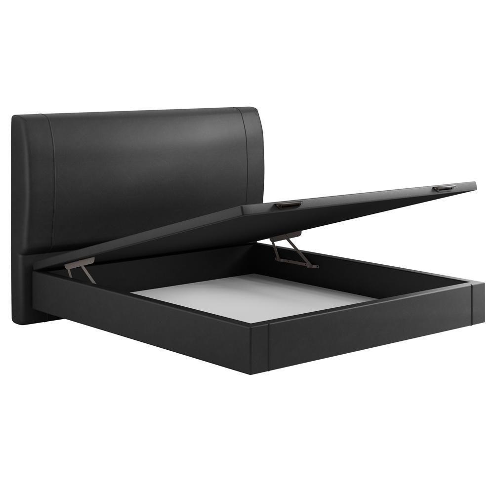 Cama Queen Baú Flutuante Com Cabeceira 160cm Spazio S04 Couríssimo Preto - Lyam Decor - 7