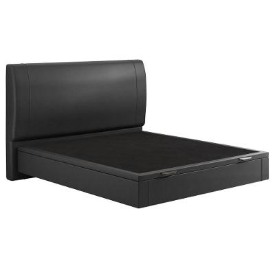 Cama Queen Baú Flutuante Com Cabeceira 160cm Spazio S04 Couríssimo Preto - Lyam Decor